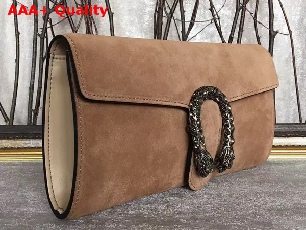 Gucci Dionysus Suede Clutch in Taupe Suede Leather Replica