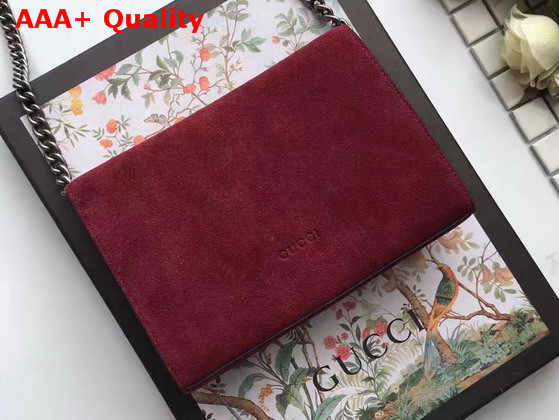 Gucci Dionysus Suede Mini Chain Bag in Dark Red Suede Leather Replica