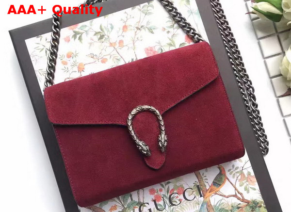 Gucci Dionysus Suede Mini Chain Bag in Dark Red Suede Leather Replica