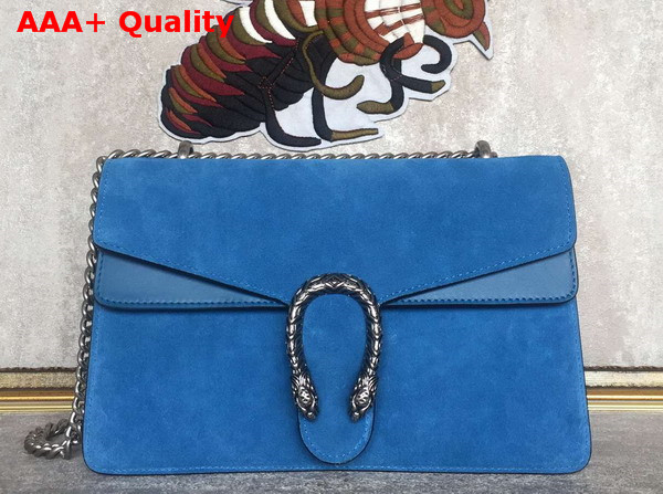 Gucci Dionysus Suede Shoulder Bag Blue Suede with Blue Smooth Leather Replica