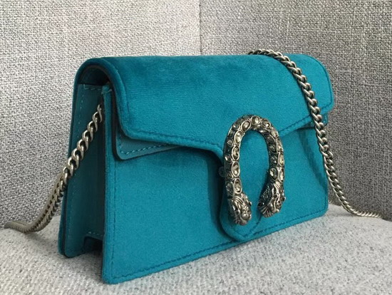 Gucci Dionysus Velvet Super Mini Bag Peacock Blue Velvet