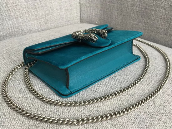 Gucci Dionysus Velvet Super Mini Bag Peacock Blue Velvet