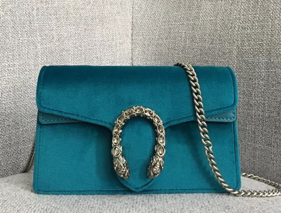 Gucci Dionysus Velvet Super Mini Bag Peacock Blue Velvet