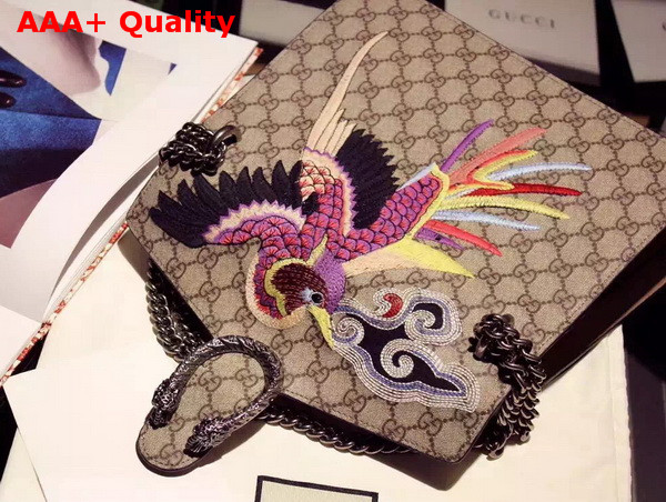 Gucci Dionysus gg Supreme Canvas Bag with Bird and Flowers Small Size Replica