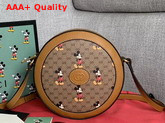 Gucci Disney X Gucci Round Shoulder Bag Beige Ebony Mini GG Supreme Canvas with Mickey Mouse Print and Light Brown Leather Trim 603938 Replica