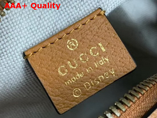 Gucci Disney X Gucci Round Shoulder Bag Beige Ebony Mini GG Supreme Canvas with Mickey Mouse Print and Light Brown Leather Trim 603938 Replica