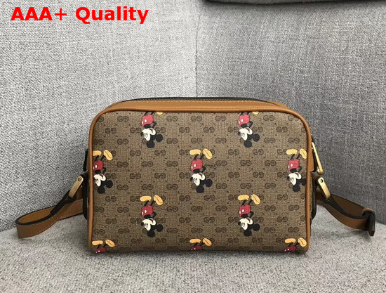 Gucci Disney X Gucci Shoulder Bag Beige Ebony Mini GG Supreme Canvas with Mickey Mouse Print and Light Brown Leather Trim 602536 Replica