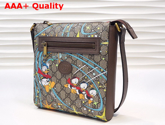 Gucci Disney x Gucci Donald Duck Messenger Bag Beige and Ebony GG Supreme Canvas 645054 Replica