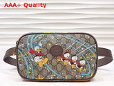 Gucci Disney x Gucci Donald Duck Print Belt Bag Beige and Ebony GG Supreme Canvas 602695 Replica