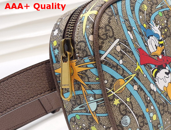 Gucci Disney x Gucci Donald Duck Print Belt Bag Beige and Ebony GG Supreme Canvas 602695 Replica