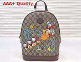 Gucci Disney x Gucci Donald Duck Small Backpack Beige and Ebony GG Supreme Canvas 552884 Replica