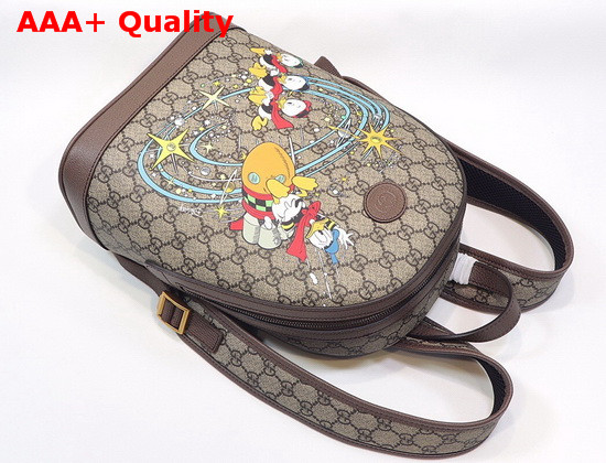 Gucci Disney x Gucci Donald Duck Small Backpack Beige and Ebony GG Supreme Canvas 552884 Replica