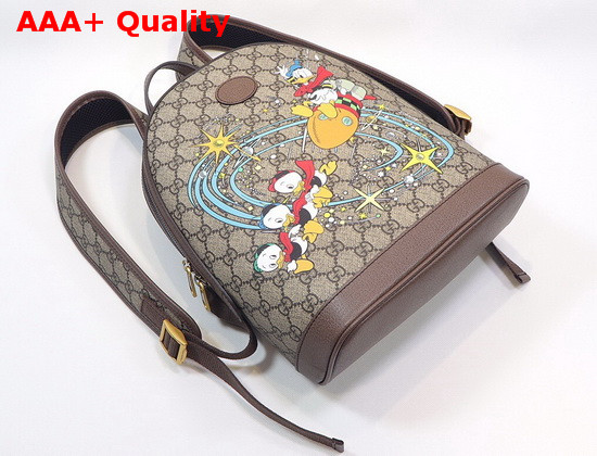 Gucci Disney x Gucci Donald Duck Small Backpack Beige and Ebony GG Supreme Canvas 552884 Replica