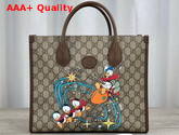 Gucci Disney x Gucci Donald Duck Tote Bag Beige and Ebony GG Supreme Canvas 648134 Replica