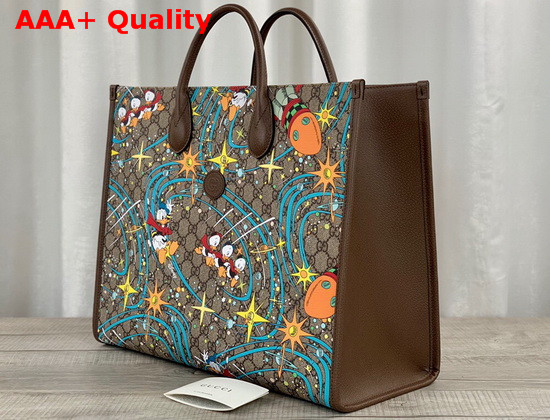 Gucci Disney x Gucci Donald Duck Tote Bag Beige and Ebony GG Supreme Canvas 650037 Replica