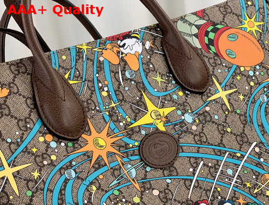 Gucci Disney x Gucci Donald Duck Tote Bag Beige and Ebony GG Supreme Canvas 650037 Replica