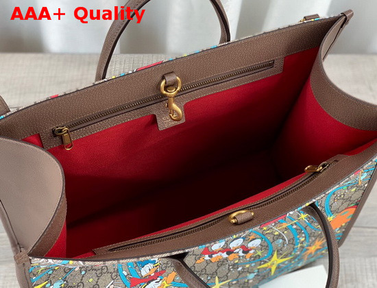 Gucci Disney x Gucci Donald Duck Tote Bag Beige and Ebony GG Supreme Canvas 650037 Replica