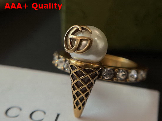 Gucci Double G Ice Cream Ring with Crystals 661956 Replica