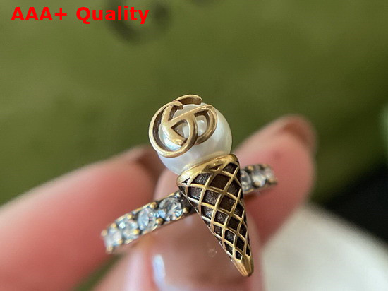 Gucci Double G Ice Cream Ring with Crystals 661956 Replica