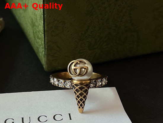 Gucci Double G Ice Cream Ring with Crystals 661956 Replica