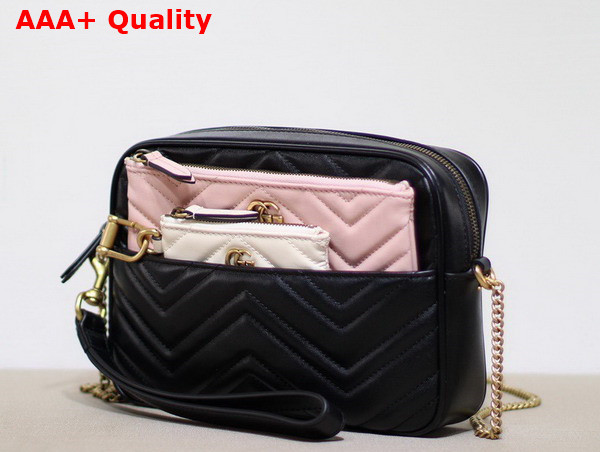 Gucci Double G Multi Use Mini Bag Black Pink and White Chevron Matelasse Leather 699758 Replica