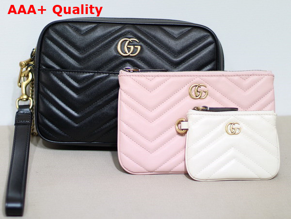 Gucci Double G Multi Use Mini Bag Black Pink and White Chevron Matelasse Leather 699758 Replica