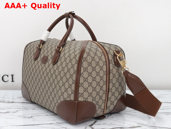 Gucci Duffle Bag with Interlocking G Beige and Ebony GG Supreme Canvas 696014 Replica