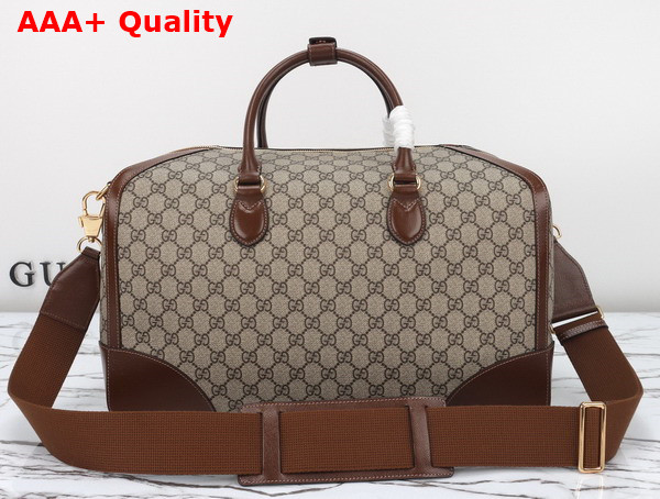 Gucci Duffle Bag with Interlocking G Beige and Ebony GG Supreme Canvas 696014 Replica