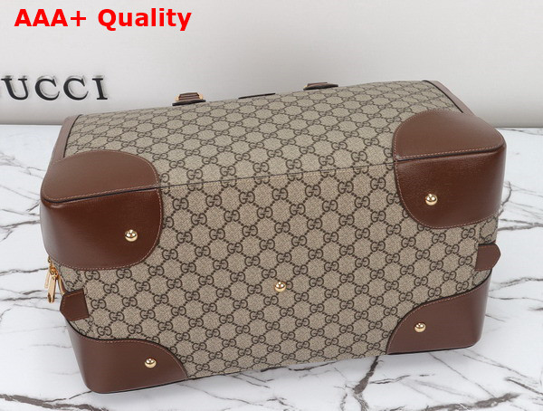 Gucci Duffle Bag with Interlocking G Beige and Ebony GG Supreme Canvas 696014 Replica