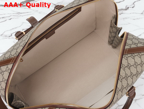 Gucci Duffle Bag with Interlocking G Beige and Ebony GG Supreme Canvas 696014 Replica