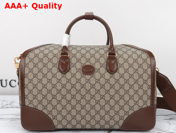 Gucci Duffle Bag with Interlocking G Beige and Ebony GG Supreme Canvas 696014 Replica