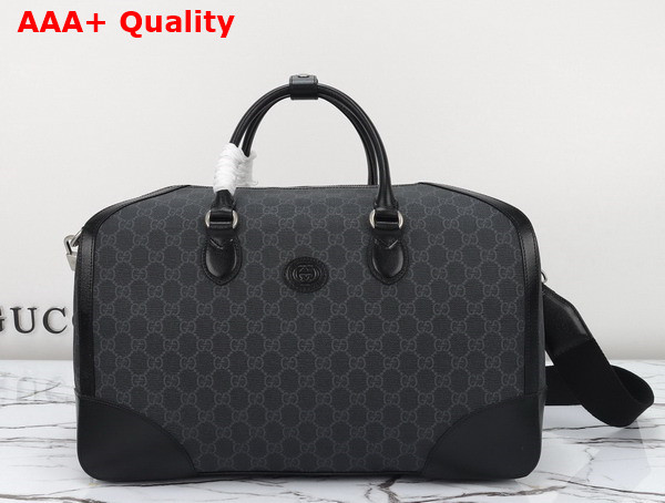 Gucci Duffle Bag with Interlocking G Black GG Supreme Canvas 696014 Replica