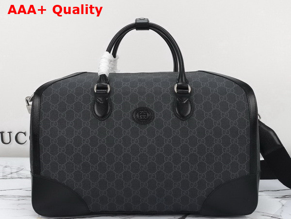 Gucci Duffle Bag with Interlocking G Black GG Supreme Canvas 696014 Replica