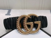 Gucci Elasticized Belt with Torchon Double G Buckle Black Leather 582093