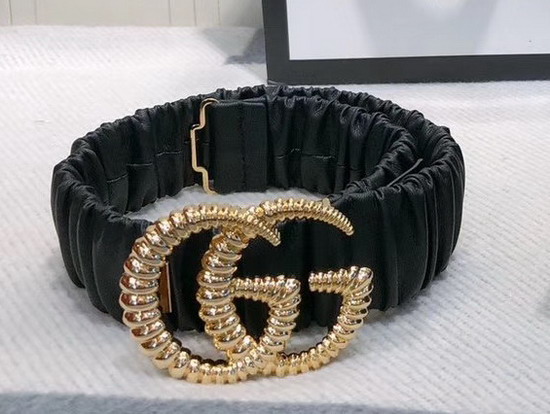 Gucci Elasticized Belt with Torchon Double G Buckle Black Leather 582093