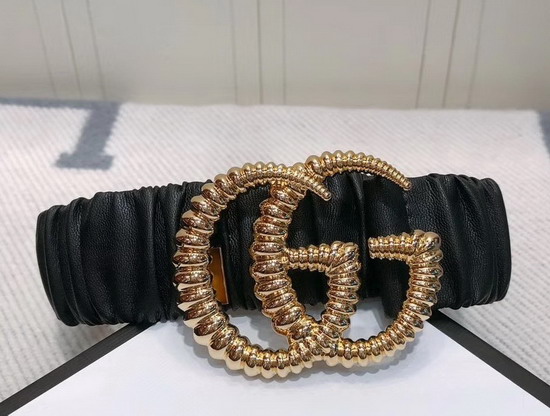 Gucci Elasticized Belt with Torchon Double G Buckle Black Leather 582093