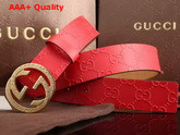 Gucci Embossed Leather GG Belt With G Buckle Red Replica