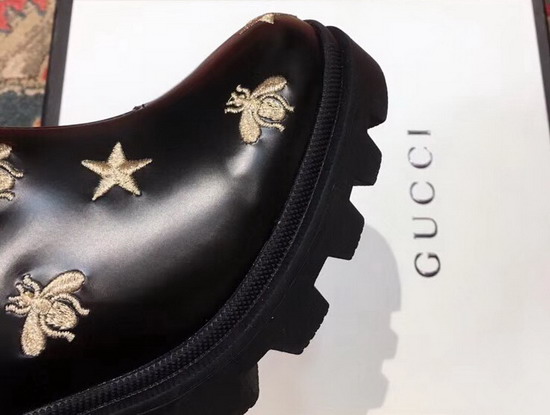 Gucci Embroidered Leather Ankle Boot Black Leather Detachable Ankle Belt with Crystals and Double G 557735