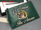 Gucci Embroidered Leather Pouch Emerald Green Leather 431416 Replica