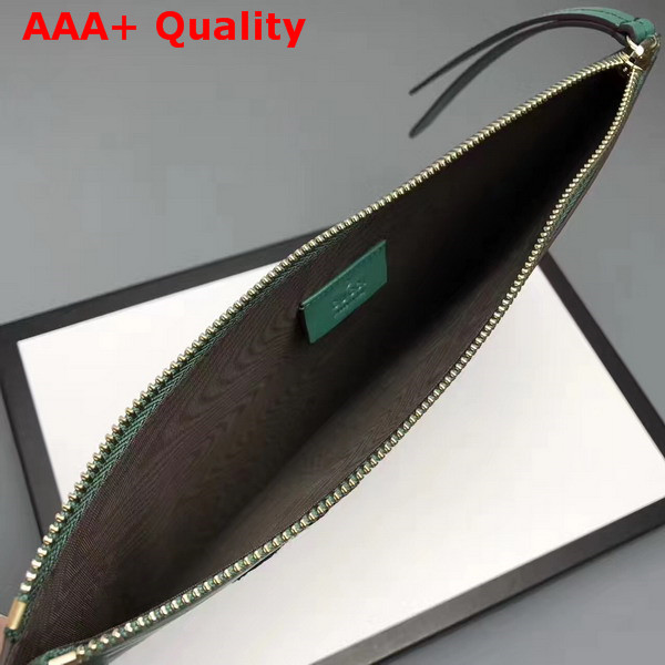 Gucci Embroidered Leather Pouch Emerald Green Leather 431416 Replica