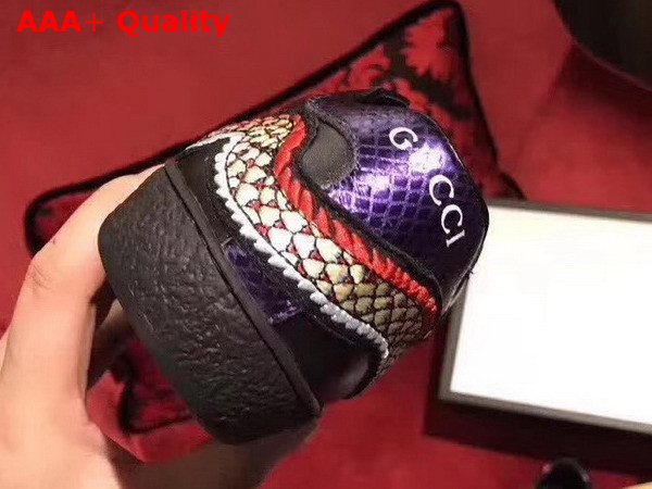 Gucci Embroidered Sneaker Dragon Embroidering Black Calf Leather Replica