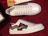 Gucci Embroidered Sneaker Dragon Embroidering White Calf Leather Replica