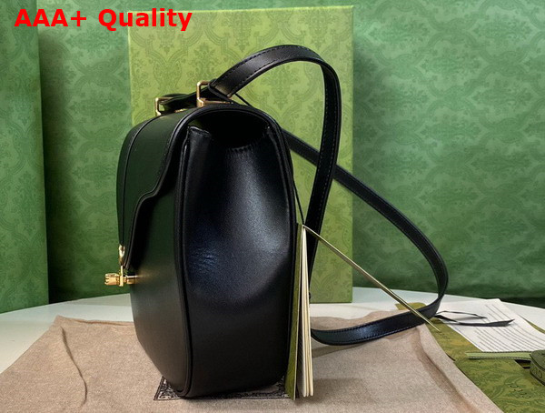 Gucci Equestrian Inspired Shoulder Bag in Black Leather 740988 Replica