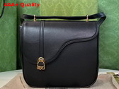 Gucci Equestrian Inspired Shoulder Bag in Black Leather 740988 Replica