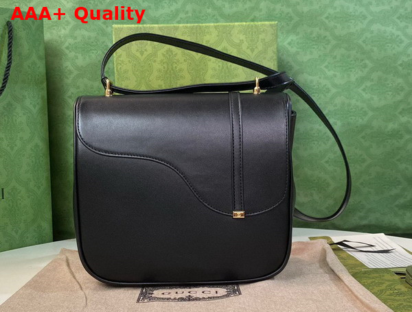 Gucci Equestrian Inspired Shoulder Bag in Black Leather 740988 Replica