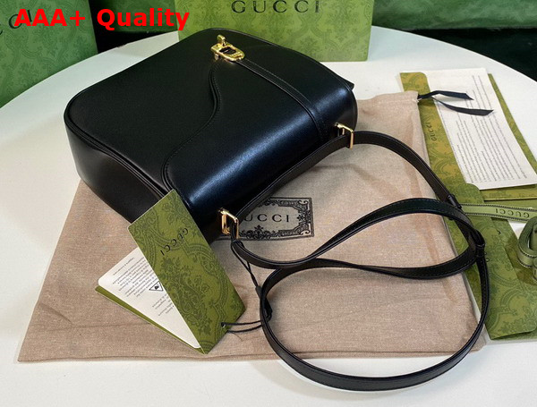 Gucci Equestrian Inspired Shoulder Bag in Black Leather 740988 Replica