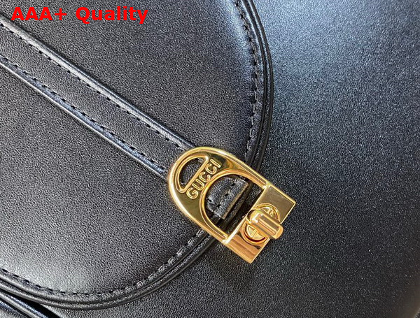 Gucci Equestrian Inspired Shoulder Bag in Black Leather 740988 Replica