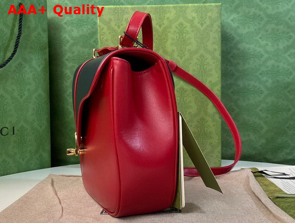 Gucci Equestrian Inspired Shoulder Bag in Blue and Red Leather 740988 Replica