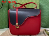 Gucci Equestrian Inspired Shoulder Bag in Blue and Red Leather 740988 Replica