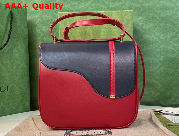 Gucci Equestrian Inspired Shoulder Bag in Blue and Red Leather 740988 Replica